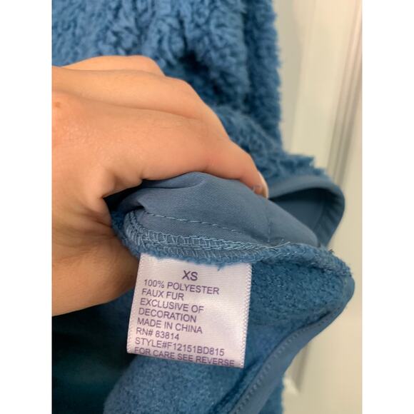 te verde Plush Cozy‎ Sherpa Fleece Half Zip Oversized Pullover blue Teddy NEW - Picture 4 of 5